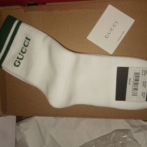 Gucci White Socks with Green Accents